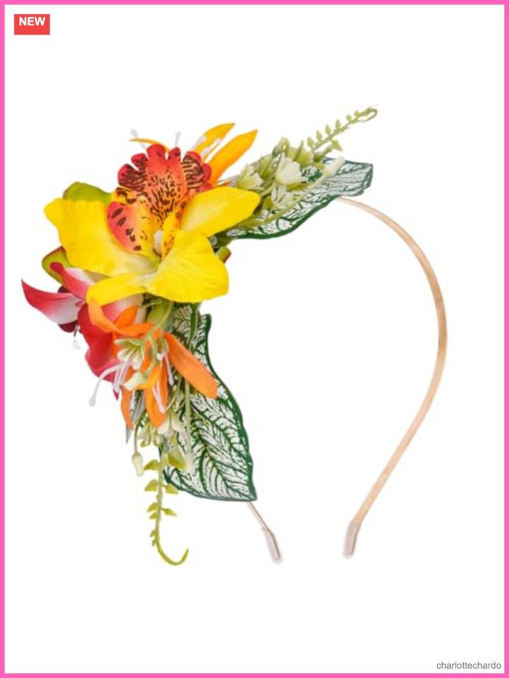 Hawaiian Orchid Flower Headband Silk Floral Headpiece Tropical Party Accessory